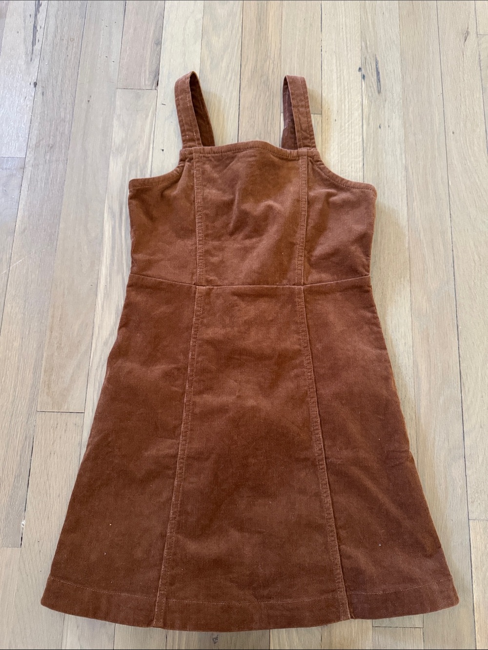 Crewcuts Corduroy Mini Pinafore Dress in Rust Brown